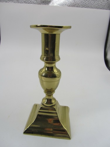 BRASS CANDLESTICK 51/2" TALL WITH SQUARE BASE  N - Picture 3 of 5