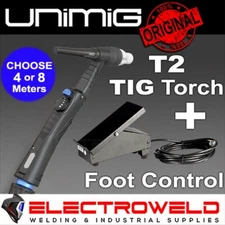 UNIMIG T2 Tig Torch + Foot Control Pedal Razor Viper 200 180 ACDC DC Gun Welding