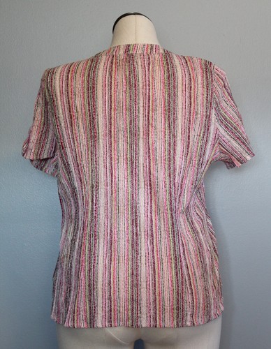 Christopher & Banks PXL Button Up Short Sleeve V Mandarin Multi Stripe NEW NWT - Picture 12 of 24