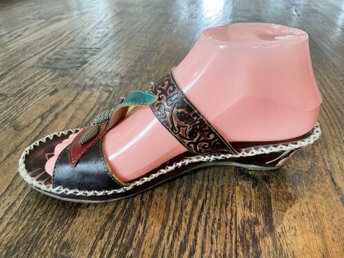 Spring Step L'Artiste Pola Multicolor Flower Wedge Slide Sandals Size EU 37 US 7