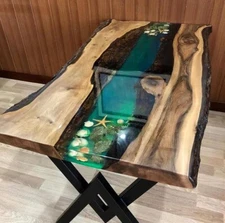 Epoxy Resin Table, Epoxy Coffee Table, Green Resin Epoxy Table, River Table Top