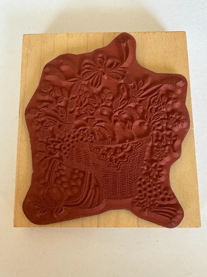 Sello de goma Delafield cesta de frutas grande sandía manzanas pera calabaza manantial Foto 4 de 4