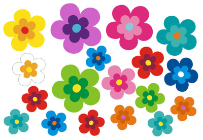 Autocollant Voiture Flower Power Hippie - Set Floral Mat Rétro