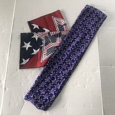 Lot of 2 Patriotic Scarfs Stars Flags Square Bandana and Rectangular Star Scarf