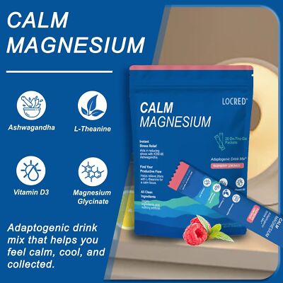 Calm Magnesium Raspberry Lemonade Adaptogenic Powder Relax Focus Sleep Support