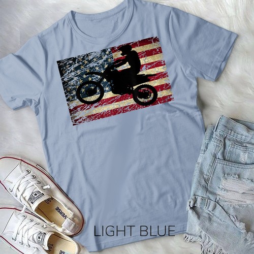 Dirt Bike USA Flag T-Shirt Motocross American Flag Shirt Unisex T-shirt - Picture 4 of 11