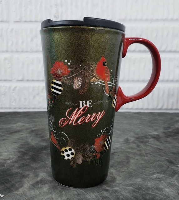 Cypress Home Ceramic Travel Mug Be Merry 17oz eBay