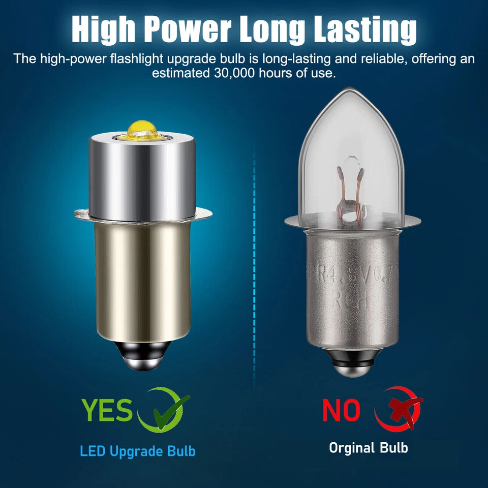 4Pcs P13.5S LED Flashlight Bulbs Upgrade Work Light D/C Cell 6000K Bright 3-12V - Image 3 of 4