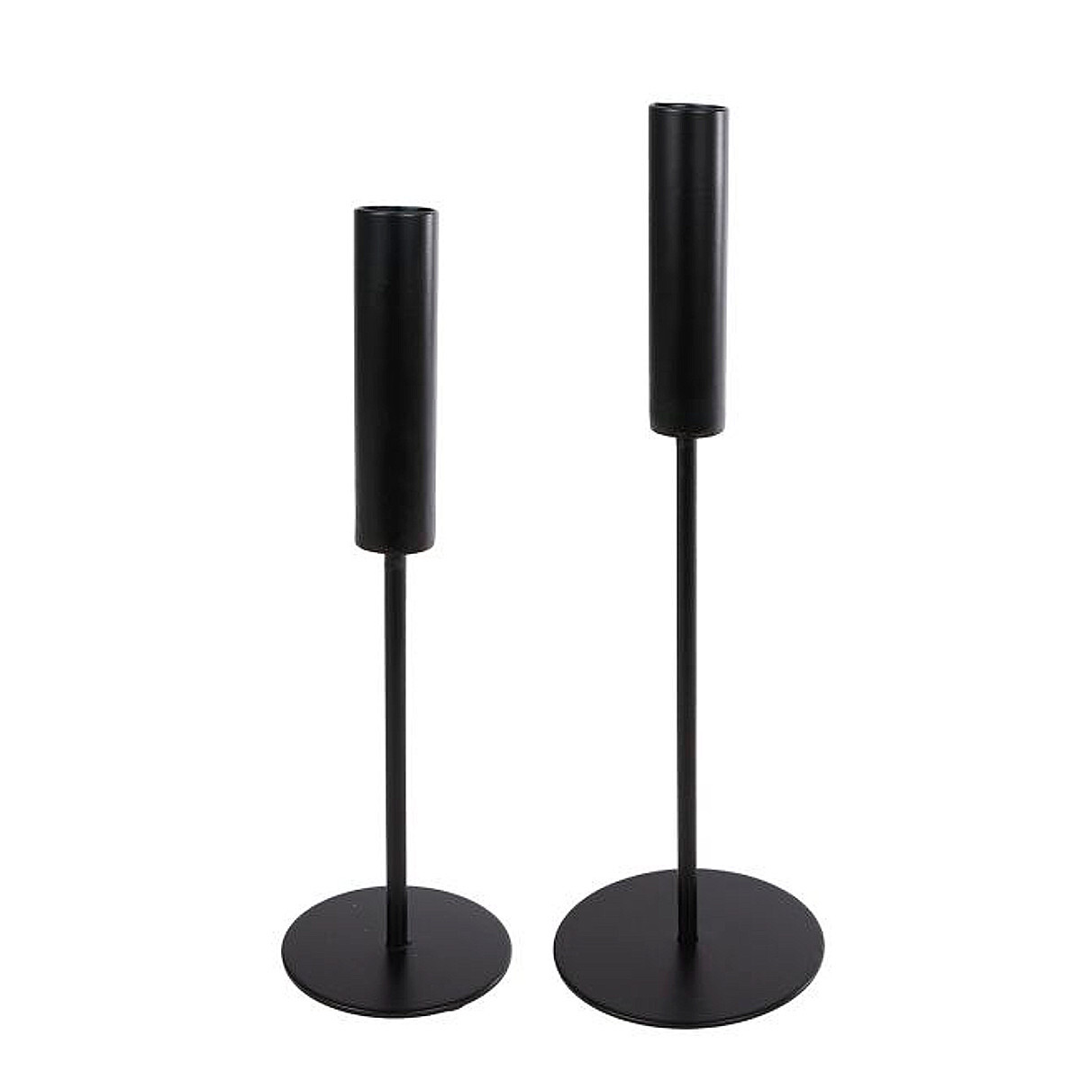 2er Set Kerzenständer Schwarz Metall rund Modern Kerzenhalter Tischdekoration