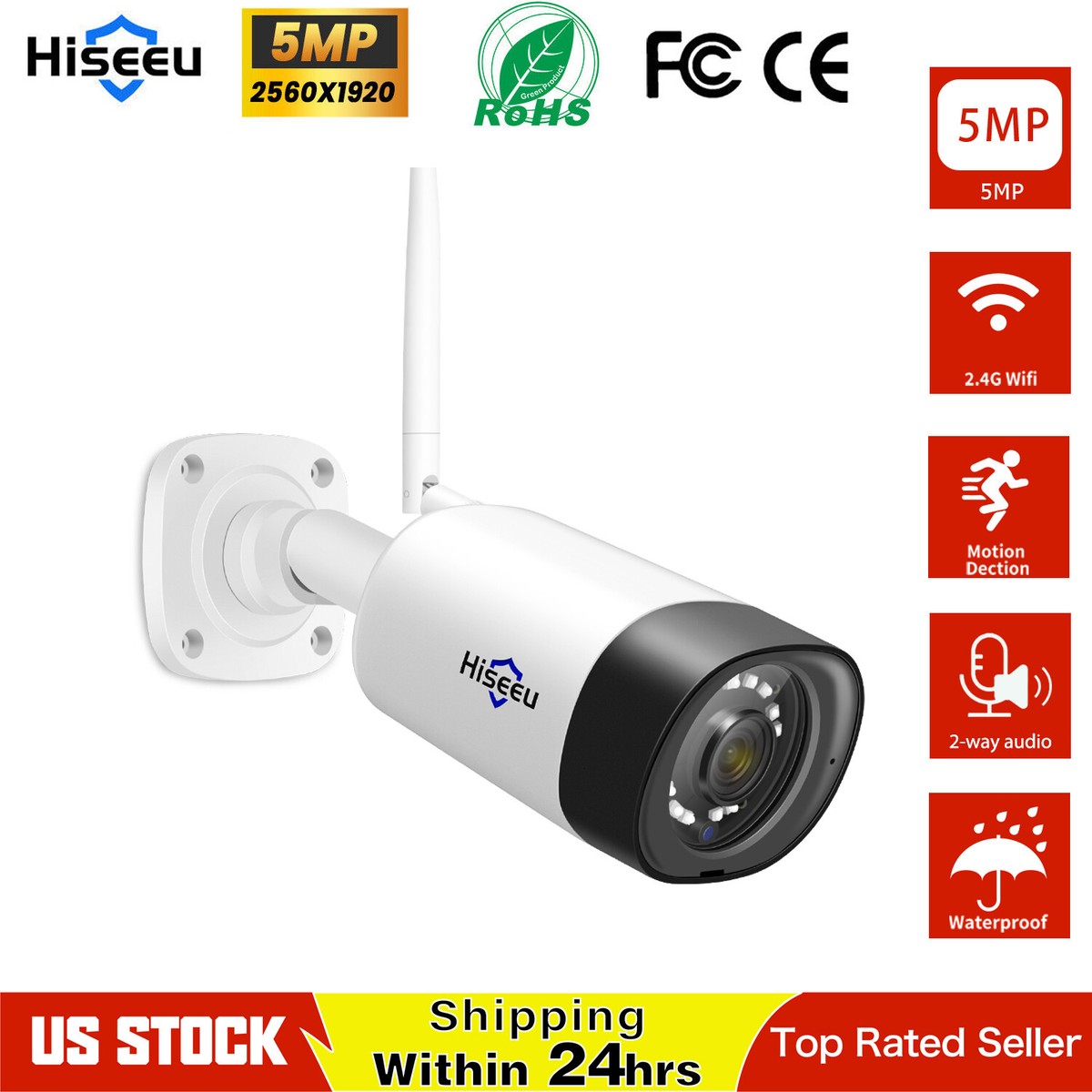 Hiseeu Camera Add on 5MP Outdoor Wireless Security Camera Way