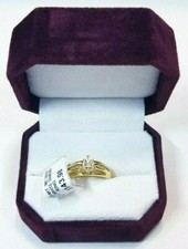 STERLING SILVER 14 KT 1MIC GOLD 1/10CTW WHITE DIAMOND RING SZ 7