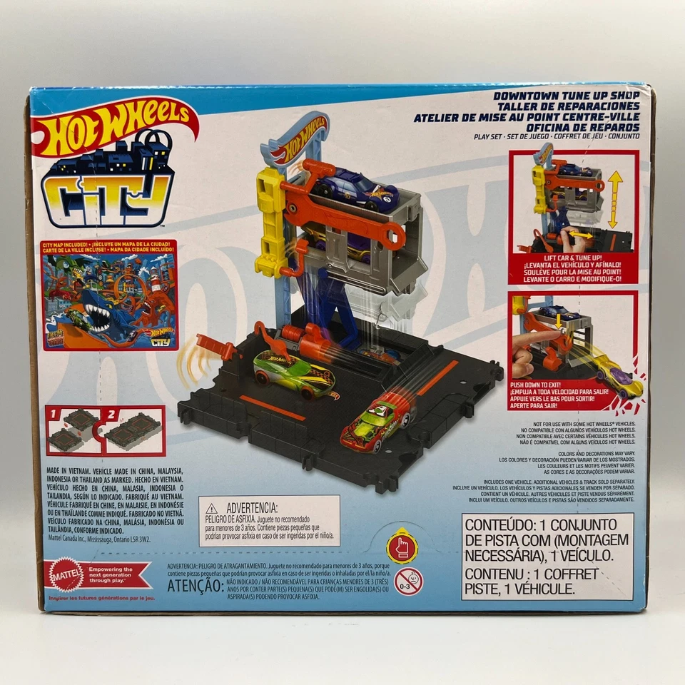 Conjunto de juego Hot Wheels City Downtown Tune Up Shop con vehículo incluido Foto 4 de 4