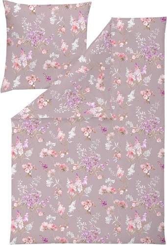 Biancheria da letto Estella Mako Jersey 155x220 Lavinia malva pannocchie fiori 6202-065