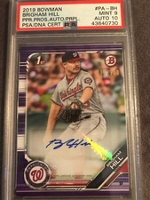 2019 Bowman 1st Brigham Hill Nationals Paper Prospect Auto Purple PSA/DNA 9/10💎
