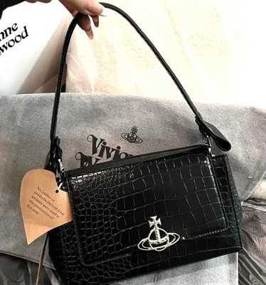 NWT Vivienne Westwood Hazel ② Shoulder Bag Black Crocodile