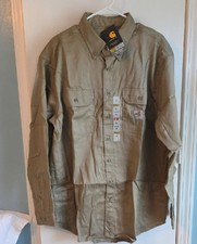 Carhartt Flame Resistant FR XL Regular Lightweight Twill Shirt Beige CAT 2 NWT