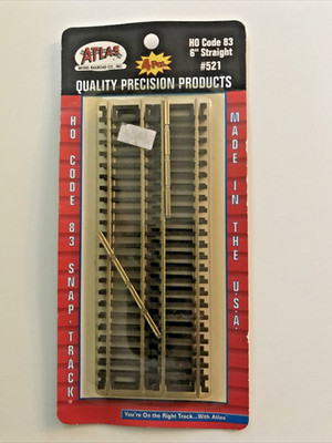 Atlas # 521 Code 83 - 6 inch Straight (4) - HO Scale Nickel Silver  Train Track