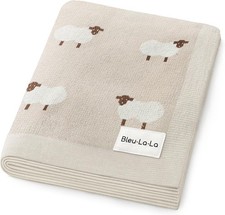 Cotton Baby Swaddle Blanket Soft Knit Sheep