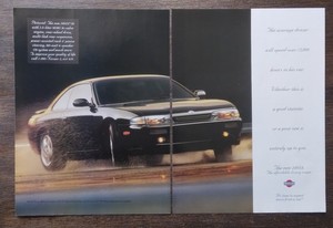 1994 Vintage Car Print Ad Black Nissan 240SX Magazine Advertisement Promo Art