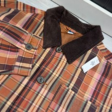 OLD NAVY Canvas Chore Jacket Men Sz XL Plaid Utility Barn Corduroy Collar
