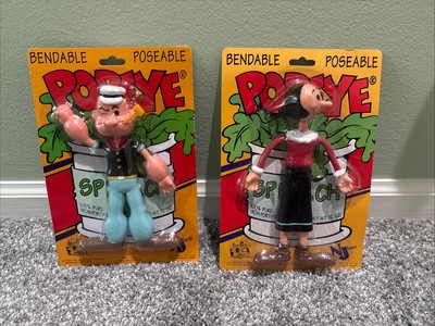 Popeye & Olive Oyl Bendable Poseable Action Figures 7'' 1993 Factory Sealed
