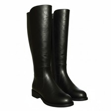 Sleek Black Leather Knee-High Riding Boots - EU 43 / US Women's 12 / US Men's 10