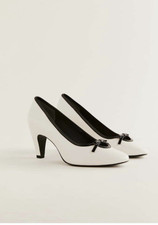 Reformation x Devon Lee Carlson Pam Pumps Size 5.5-6 White Black Bow Mary Jane