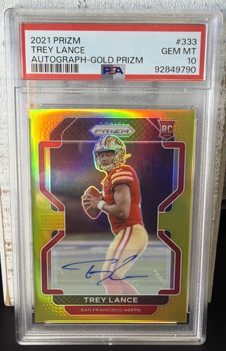 2021 Panini Prizm Rookie Trey Lance Gold Prizm Auto 10/10 PSA 10 Pop 1 #333