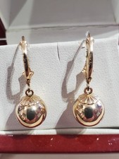 14k Yellow Gold Ball Earrings ☆9.3mm☆ Leverback.