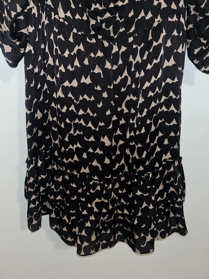 Juicy Couture платье 3/4 рукав колена длина оборки геометрический 100% шелк размер 8 - Изображение 2 из 4