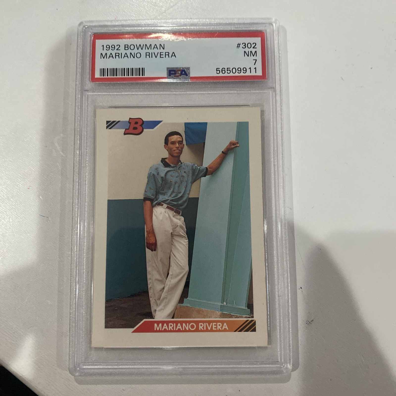 1992 BOWMAN #302 MARIANO RIVERA ROOKIE RC PSA 7