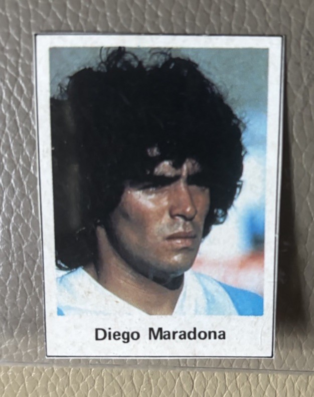 1985 Diego Maradona Soccer Card Buster Triss I Ess  #49 GOAT HIGH GRADE