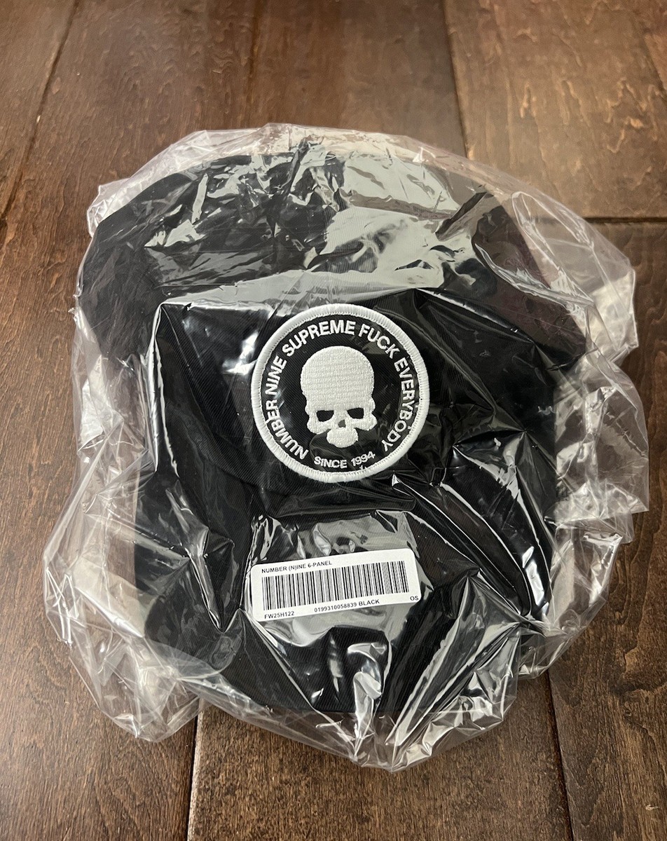 Supreme FW25 Number (N)ine 6 Panel Cap Hat Black White One Size