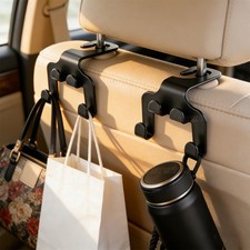 2x PCS Car Headrest Hooks Seat Back Dual Organizer Bag Purse Holder Hanger Black