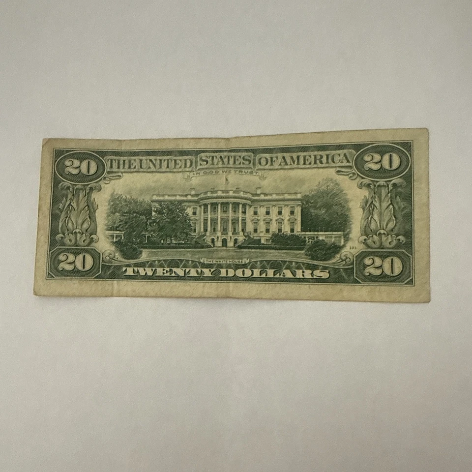 Billete de 20 dólares de la Reserva Federal 1969B - B98495859B - Cabeza pequeña vintage - Circulado Foto 2 de 2