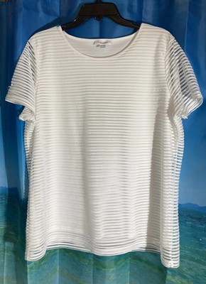 Calvin Klein Womens Size XXL/EEG Shirt Short Sleeve White With Textured Overlay