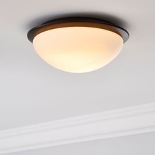 Lotto Bathroom Flush Ceiling Light Fitting Glass Chrome IP44 Modern UK