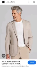 Jos A Bank Men's Comfort Stretch Tailored Fit Knit Blazer Jacket Tan Size Medium
