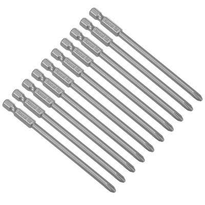 10 Stück 1/4 Sechskantstange 100 mm lang Kreuzschlitz 4.5PH2 magnetisch S2 Bits Schraubendreher