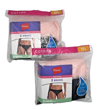 Hanes Women's Cotton Tagless Bikini Panties 2-Pack Size 7/L NEW Lot of 2