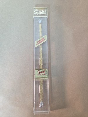 NOS VTG Speidel Womens Adorna 10K G.F. Top Caps Diamond Two Tone Watch Band XL