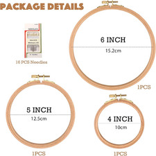 3 Pcs 3 Sizes Beech Wood Embroidery Hoops, Cross Stitch Hoop Wooden Circle fo...