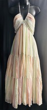 American Eagle  Halter Flowing Dress Midi Maxi Striped Pockets Size XS