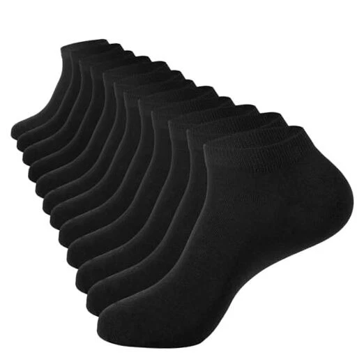 Losa Kute 6 Pairs Mens Ankle Socks Cotton Low Cut Socks for 9-11 6 Pairs Black