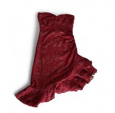 Princess Polly Red Lace Strapless Bodycon Dress with Ruffle US 0