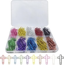 100 Pcs Colored Cross Paper Clips Assorted Colorful Coated Paperclips for