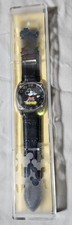 Disney Parks Mickey Mouse Moving Arms Black Leather Watch  New in Case Retired