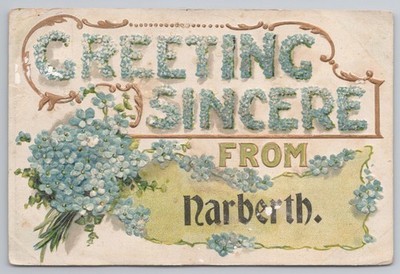 Narberth Gruß Aufrichtige Vergissmeinnicht Wales 1910 Sachsen Blumentopographie