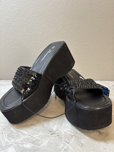 Damen-Plateausandale Nobo No Boundaries Ashton Y2K schwarz Größe 8 neu Slipper
