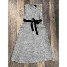 J.Crew Womens Grey Textured Knit A-Line Dress with Velvet Belt Size 6